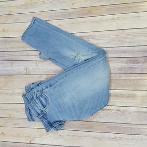 Distressed straight leg jeans